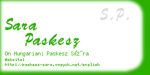 sara paskesz business card